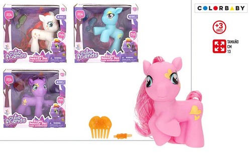 PONI 13CM CON PEINE 4 COLORES SURTIDOS