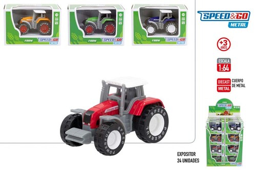TRACTOR METAL 1:64 SPEED&GO 4 MODELOS SURTIDOS - EXP. 24U