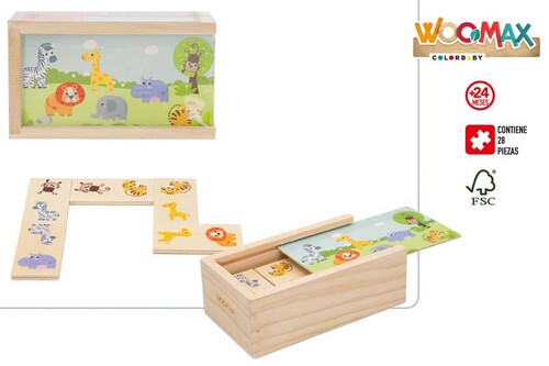 JUEGO DOMINO MADERA ANIMALES EDUCATIVO