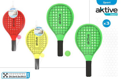 SET PALAS PLAYA MADERA COLORES NEON 20,5X0,5X39,5CM