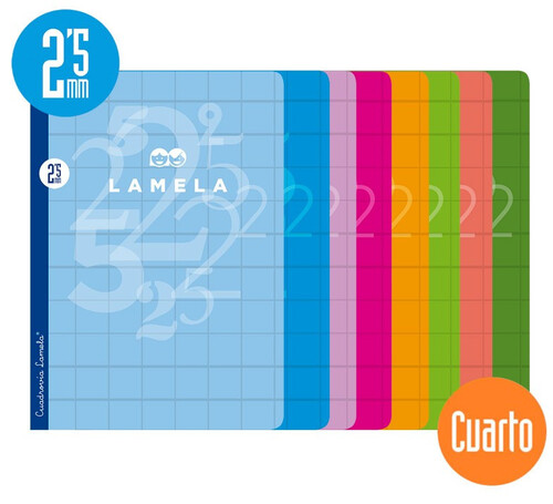 LIBRETA LAMELA CUARTO 4MM 50H TAPA CARTON PLAST. PACK 10