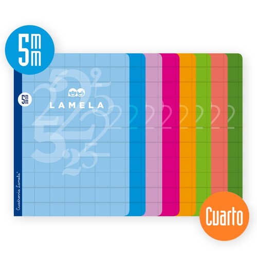 LIBRETA LAMELA CUARTO 4MM 50H TAPA CARTON PLAST. PACK 10