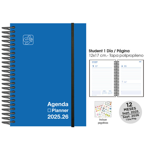 AGENDA ESCOLAR 25-26 12X17CM DP STUDENT PP AZUL