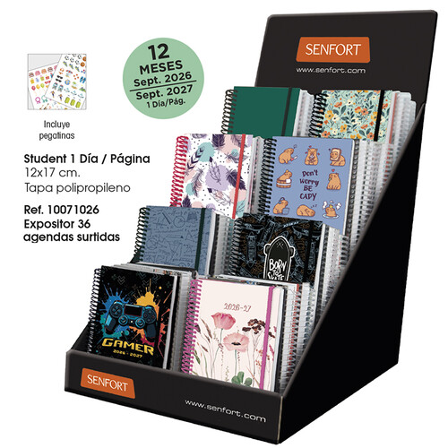 AGENDAS ESCOLARES 26-27 12X17CM DP STUDENT PP SURT.- 36U EXP