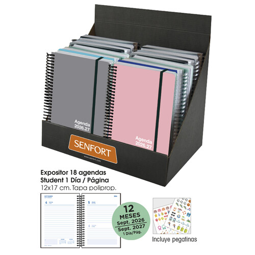 AGENDAS ESCOLARES 26-27 12X17CM DP STUDENT PP SURT.- 18U EXP