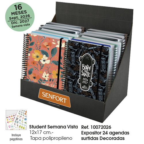 AGENDAS 16 MESES 26-27 12X17CM SV STUDENT PP SURT. - 24U EXP