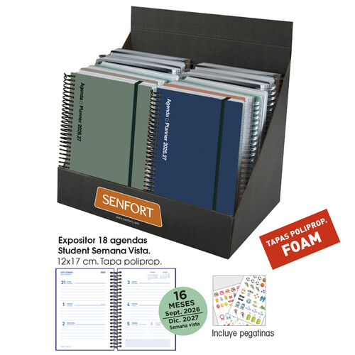 AGENDAS 16 MESES 26-27 12X17CM SV STUDENT FOAM SURT. - 16U E