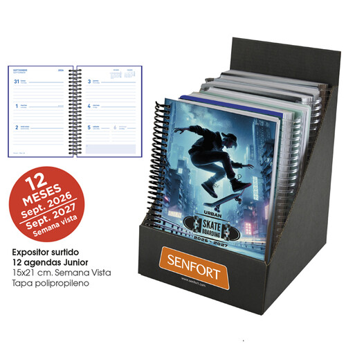 AGENDAS ESCOLARES 26-27 15X21CM SV JUNIOR PVC SURT. - 12U EX