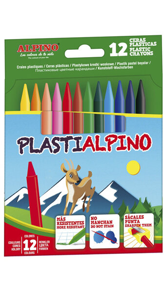 CERAS 12 COLORES PLASTIALPINO - CAJA 24 ESTUCHES