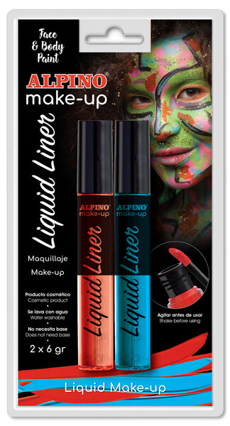 BLISTER MAQUILLAJE LIQUIDO LINER 2U AZUL Y ROJO