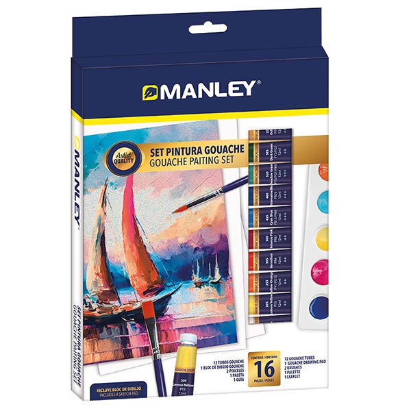 SET PINTURA GOUACHE MANLEY ( 16 PIEZAS )