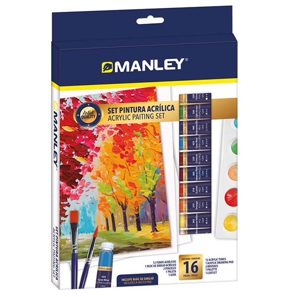 SET PINTURA ACRILICA MANLEY ( 16 PIEZAS )