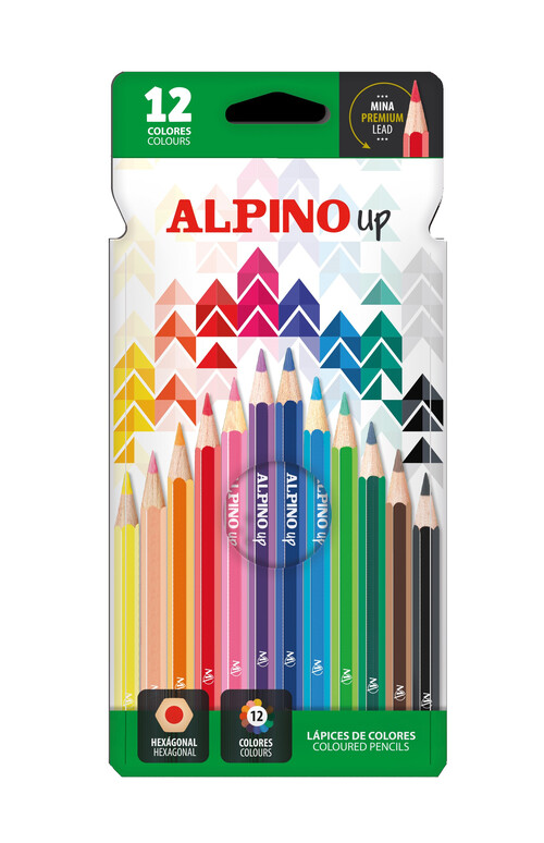 LAPICES 12 COLORES ALPINO UP MINA PREMIUM CAJA CARTON