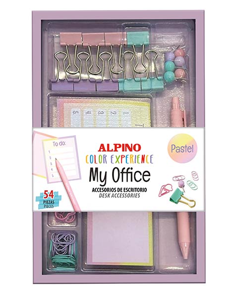 SET MY OFFICE PASTEL 54 PIEZAS ACCESORIOS ESCRITORIO SURT.