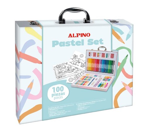 MALETIN ARTISTICO 100 PIEZAS PASTEL ALPINO (CARTON DURO)