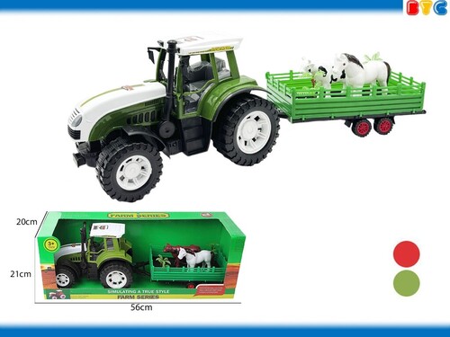 TRACTOR CON REMOLQUE Y ANIMALES