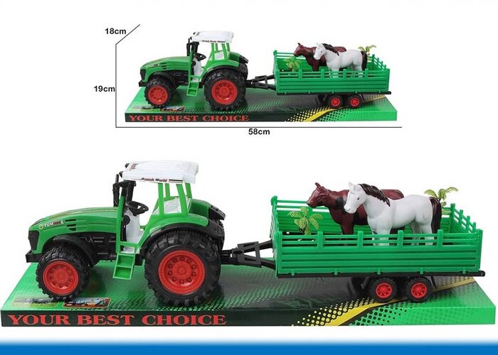 TRACTOR CON REMOLQUE Y ANIMALES