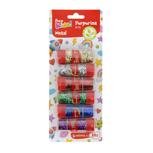 PURPURINA BIO METAL SURT. FIXO KIDS 10G BOTE - 6U BLISTER