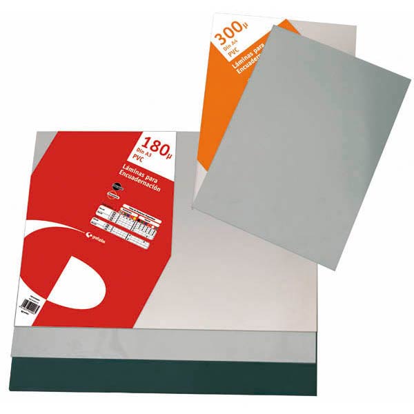 LAMINA ENCUADERNAR A4 180M PVC TRANSPARENTE PACK 100U
