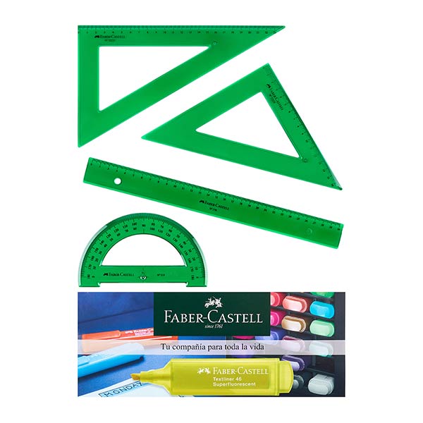 JUEGO REGLAS 30 CM FABER CASTELL ESCOLAR ESTUCHE 4 PIEZAS