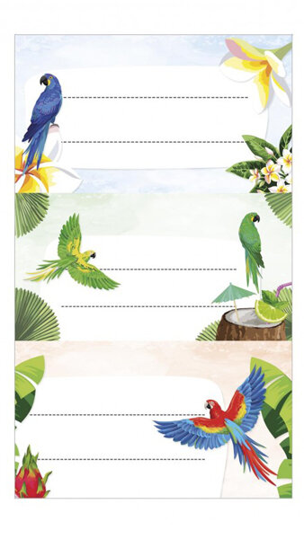 ETIQUETAS ESCOLARES MOD. LOROS 10 BLISTER PACK