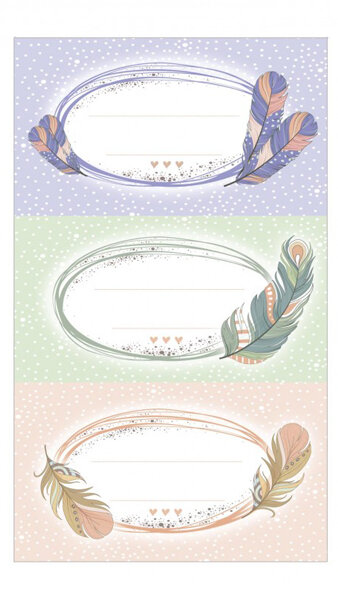 ETIQUETAS ESCOLARES MOD. PLUMAS 10 BLISTER PACK