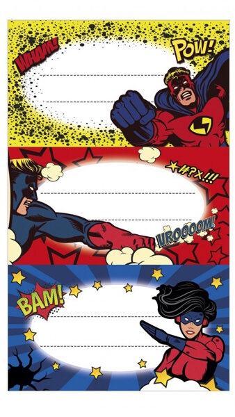 ETIQUETAS ESCOLARES MOD. SUPERHEROES 10 BLISTER PACK