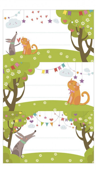 ETIQUETAS ESCOLARES MOD. LOROS 10 BLISTER PACK