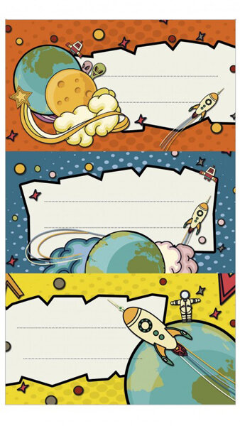 ETIQUETAS ESCOLARES MOD. COHETE 10 BLISTER PACK