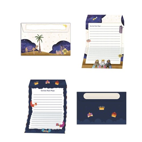 CARTAS REYES MAGOS SOLAPA RECTA 2 DISE�OS SURT. (PAQ.50)