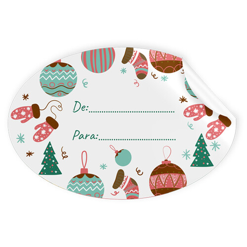 ROLLO 250 ETIQUETAS OVALADAS NAVIDAD BOLAS