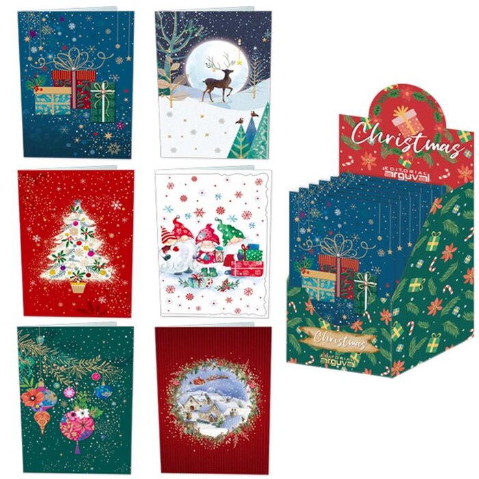 POSTAL NAVIDAD CHRISTMAS COLORS SURTIDAS - EXPOSITOR 48U