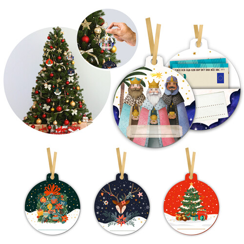 BILLETERO COLGANTE BOLA COLOR NAVIDAD 4 DISE�OS - EXP. 48U