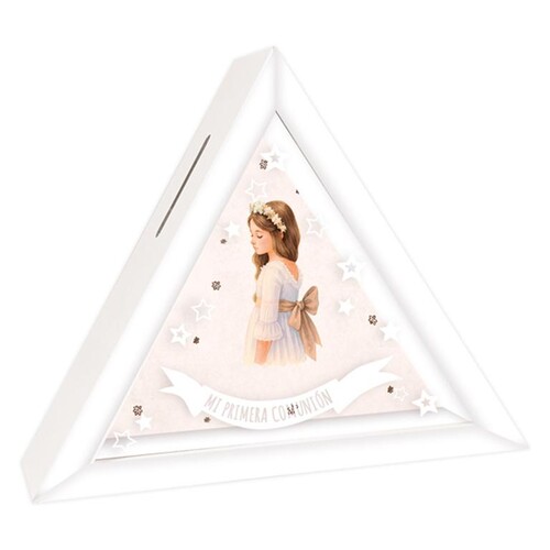 HUCHA TRIANGULAR PERSONALIZABLE COMUNION NI�A