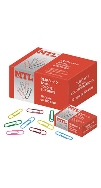 CLIPS COLORES N� 2 32 MM 100U CAJITA DOHE-CAJA 10