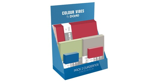 EXPOSITOR CUADERNOS COLORES VIVOS A4/A5/A6 SURT. - 24U EXP.