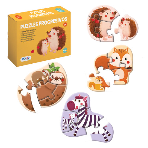 MINIPUZZLES PROGRESIVOS 4-5 PIEZAS NIVEL 2 ANIMALES