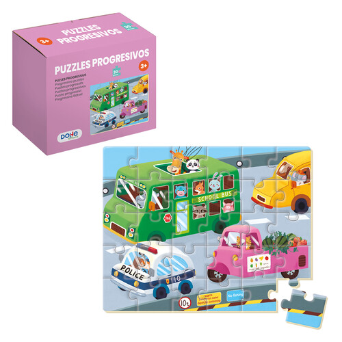 MINIPUZZLES PROGRESIVOS 30 PIEZAS NIVEL 3 VEHICULOS