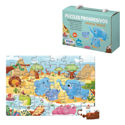 PUZZLES PROGRESIVO 36 PIEZAS ANIMAL WORLD