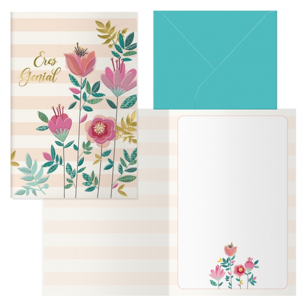 POSTAL FELICIDADES PAPA MOD. GALAN CON SOBRE DE COLOR