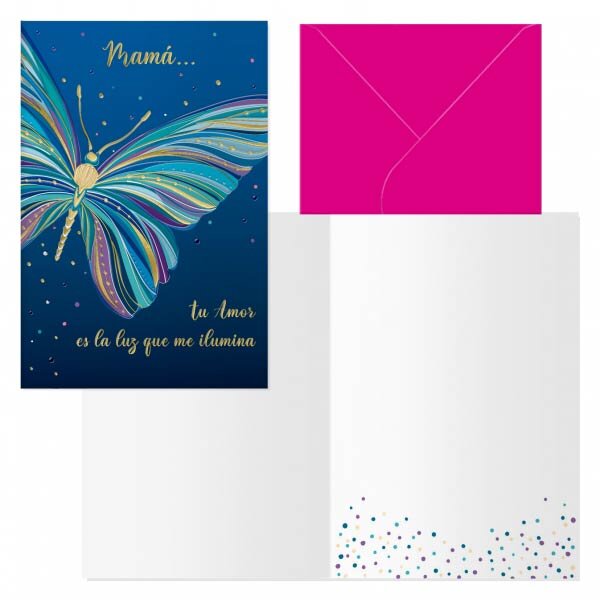 POSTAL MAMA TU AMOR ES LA LUZ... 11,5X17 C/ SOBRE DE COLOR