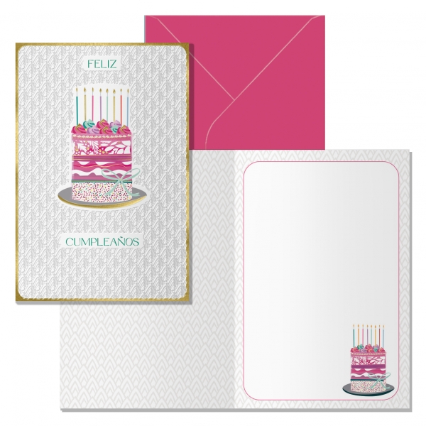 POSTAL FELIZ CUMPLEAOS MODELO SUEOS CON SOBRE DE COLOR