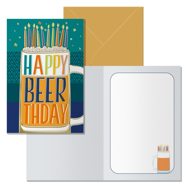 POSTAL HAPPY BEERTHDAY MODELO JARRA CON SOBRE DE COLOR