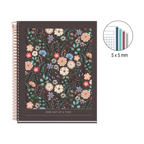 BLOCK A5 100H 5X5CM BROWN FLORAL GARDEN