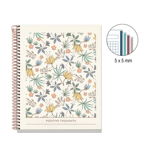 BLOCK A5 100H 5X5CM CREAM FLORAL GARDEN