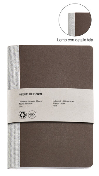 CUADERNO A5 RECICLADO GRAPA 40H LISO MARRON EARTH