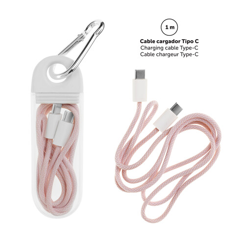 CABLE CARGADOR 1 METRO TIPO C ROSA PASTEL