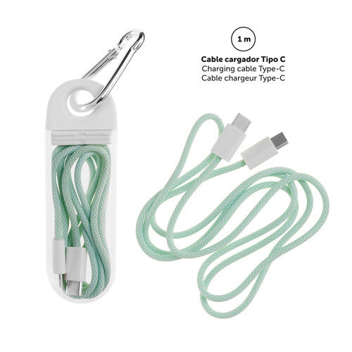 CABLE CARGADOR 1 METRO TIPO C VERDE PASTEL