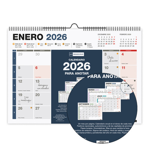 CALENDARIO PARED 2026 A3 COMPLETO