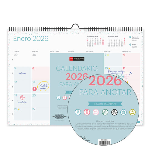 CALENDARIO PARED 2026 A3 LOVELY